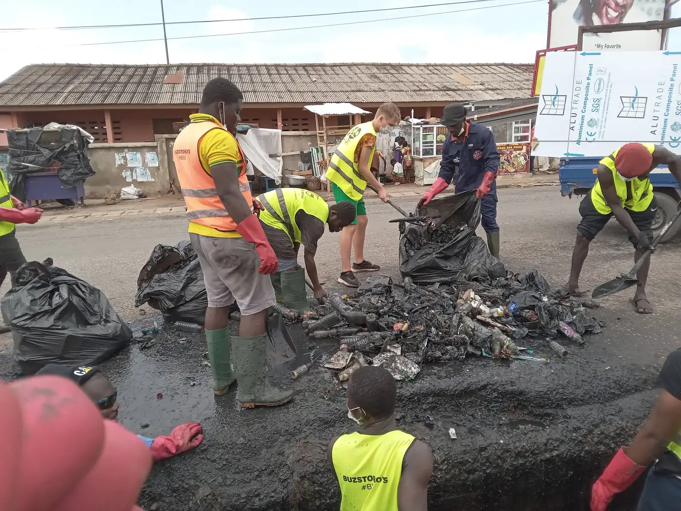 Volunteers taking part in a clean-up in Accra