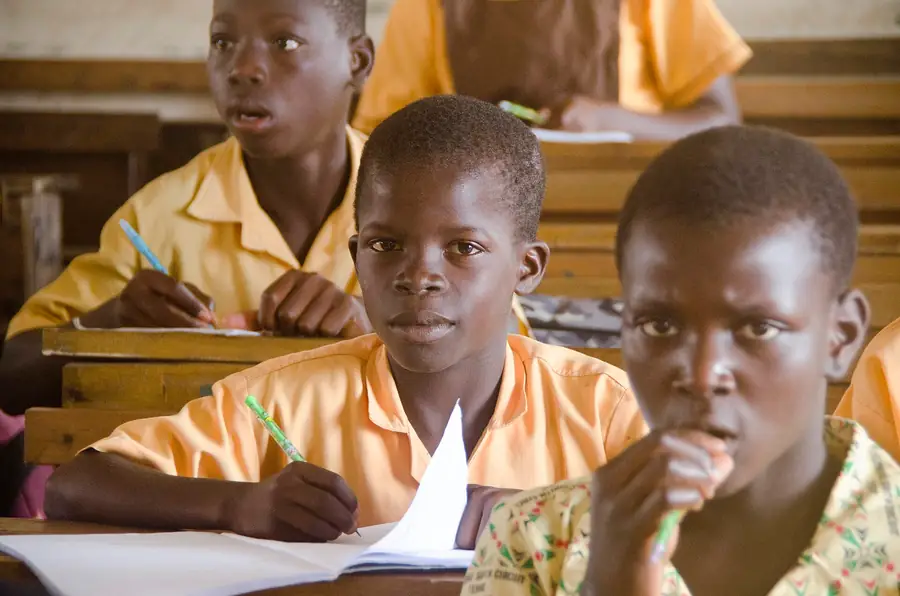 School children in an English class in Accra